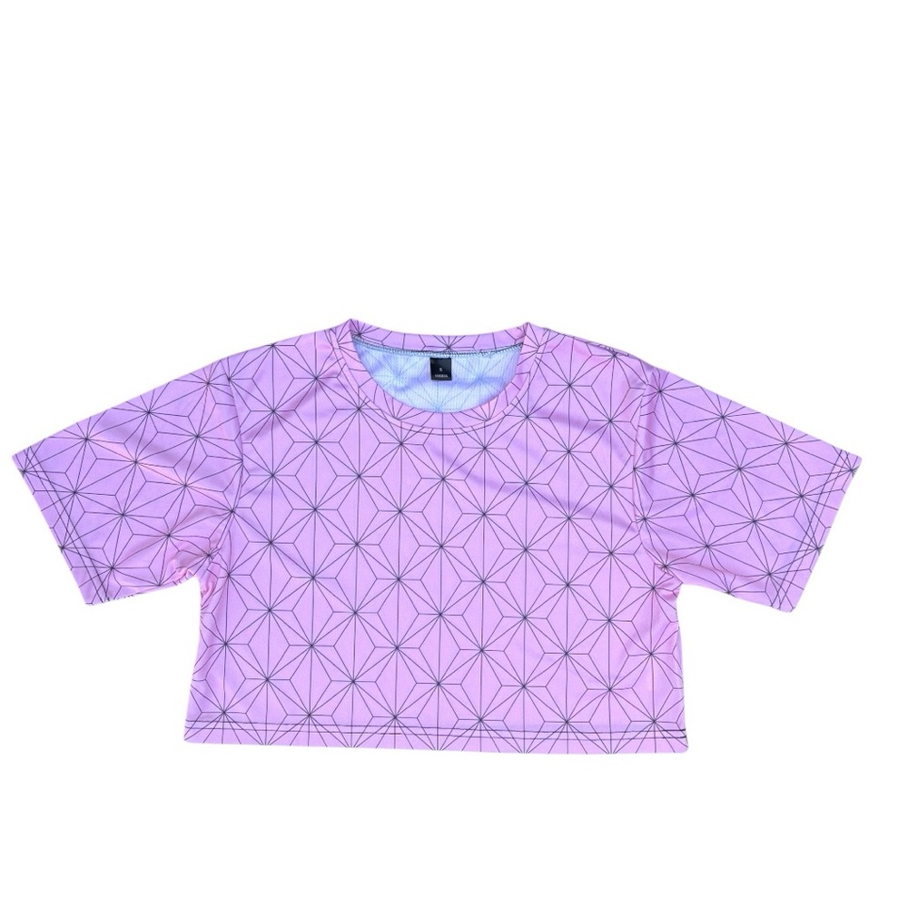 Demon Slayer Nezuko Kamado inspired pink geometric pattern crop top